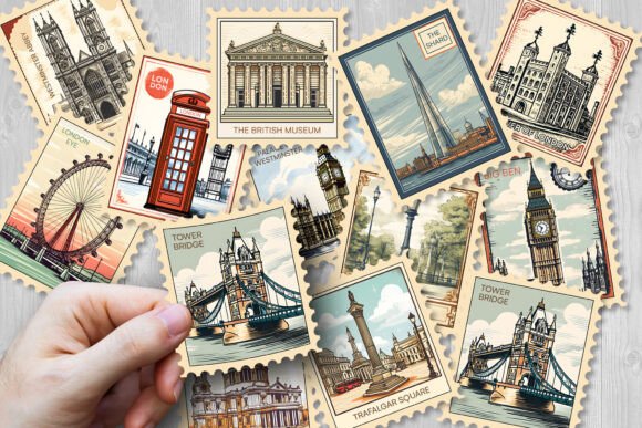Download London Travel Landmark Stamp Stickers - Sticker Collection