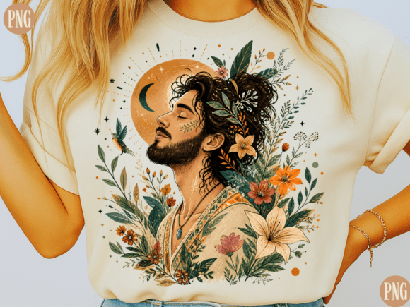 Download Boho Spiritual Man with Floral Nature – - Nature Collection