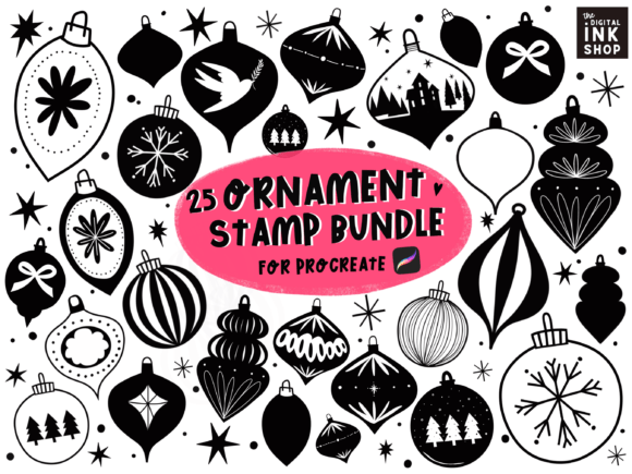 Download Procreate Ornament Graphic Stamps + Text - Premium Resources