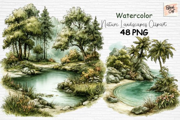 Download Watercolor Nature Landscapes Clipart PNG - Nature Collection