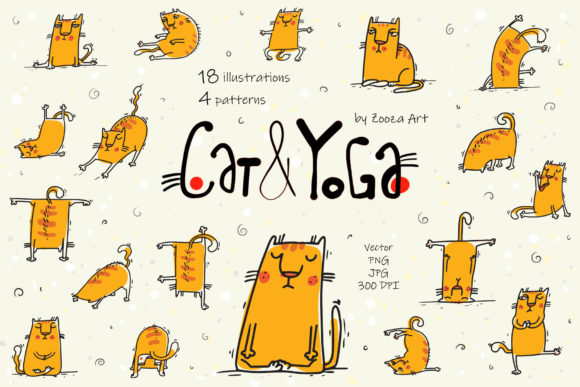 Download Cat and Yoga - Vector Illustrations - Yoga Collection